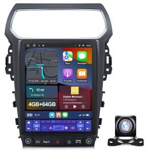 포드 익스플로러 2011-2019용 12.1인치 자동차 라디오 업그레이드, 무선 카플레이 안드로이드 오토, 13 헤드 유닛, WiFi SWC GPS 1080P 백업 카메라 4+64GB