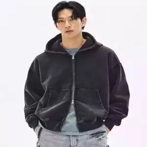 매장정품 sovermentwithlomort 950G 컷 블리치 후드 짚업-페이드 블랙-