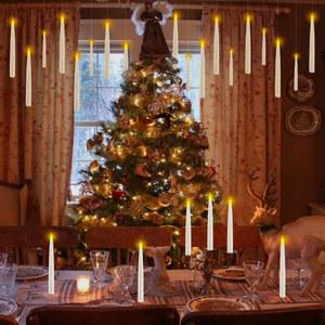 마법지팡이 마술봉 마법봉 지팡이 깜박이는 테이퍼 따뜻한 부동 촛불 크리스마스 마술 양초 요술봉 배터리 촛불과 원격 LED 작동