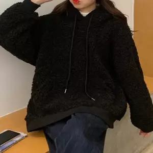 뽀글이 후드 티셔츠 곰돌이 곰귀 루즈핏 여성 플리스 후드 티 겨울 따뜻한 베이직 양털 보들