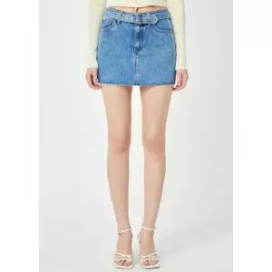 (국내매장정품) 게스 GUESS GO 벨트 밑단커팅 데님 스커트 YN2D1531 181214