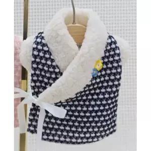 강아지 꽃무늬 한복 배자 네이비 패턴 의상 명절 기념복 1P