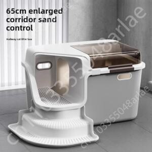 대형 고양이 화장실 복도형 디자인 밀폐형 배변 트레이 냄새 방지 스플래시 새끼 편리한 뚜껑 애완동물 청