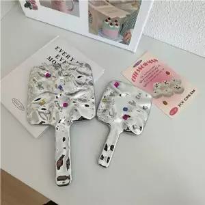 휴대용 다이아몬드 사각 손거울 메이크업 미용 소형 (KYR-WFFOHFF)