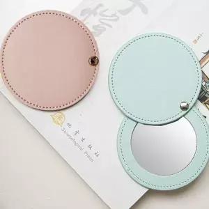 파스텔 휴대용 원형 둥근 미니 거울 (KYR-WC0B8C8)