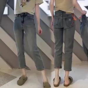 NJFNZK006 빅 사이즈 봄가을 데님팬츠 9부 청바지