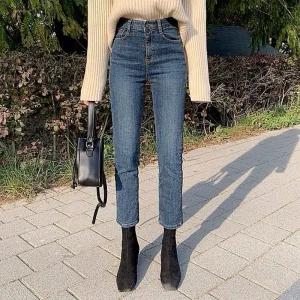 NJFNZK002 빅 사이즈 봄가을 데님팬츠 9부 청바지