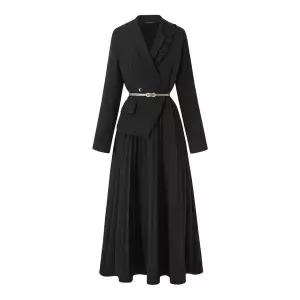 [하프클럽/미니멈 에브리데이]페미닌 라인 자켓 레이어드 플리츠 롱 원피스