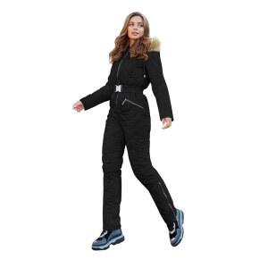 Yousify 여성용 겨울 스키 수트 1-블랙 원피스 칼라 아웃도어 코트, 후드 스노우수트 퍼 점프수트 스포츠