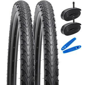YUNSCM 2-PCS 24인치 로드 바이크 타이어 24 x 1.95 / 53-507 및 튜브 슈레이더 밸브 1.90 2.0 자전거 튜브와 호환 (Y-705)