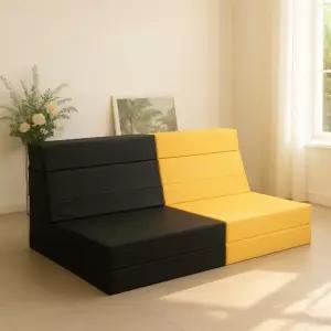 엔젤홈스 5단 접이식매트리스 소파베드 바닥매트 PU 레자블랙 레자옐로우