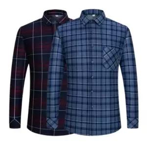 남성 겨울 기모 체크 남방 셔츠 빅사이즈 따뜻한 발열 와이셔츠 2P