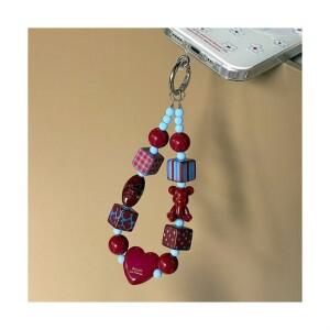 앤코라 레드 핸드메드 비즈 핸드폰 체인 개성 있는 메라 랩 가방 및 열쇠 고리hlw2560