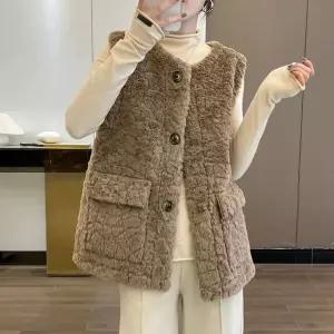 [하프클럽/]여성 2컬러 겨울 소프트 털조끼 데일리 포켓 퍼조끼