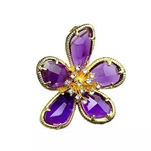 퍼플 일곱가지 크리스탈 브로치 봄꽃 미니 색상 심플 꽃브로치 크리스탈브로치