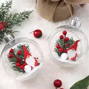 스노우 투명 장식볼 2p 10cm 산타요정 트리 액세서리 오너먼트 악세사리 크리스마스 소품 트리볼 성탄절