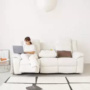 맨해튼 전동 리클라이너 기능성 방수 소파 3인_아쿠아텍스 패브릭 크림