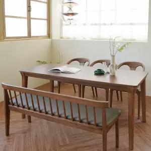 해브어싯 에쉬 브라운 6인 원목 식탁 세트_벤치형