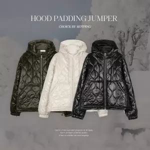 [핫핑](센텀시티점)[유광/투웨이] 뮤즈닝 오버핏 스트링 후드 퀄팅 항아리 패딩점퍼 P000CSEE