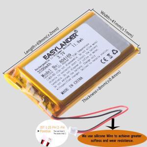 실리콘 와이어 804169 오픈 소스 콘솔 R36S 게임기 용 3.7V 3200mAh JST1.25 2P 리튬 폴리머 배터리