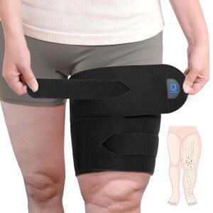 림프부종 감소를 위한 iDonua 부은 허벅지 압박 랩 브레이스 - 조절 가능한 4개의 크로스 스트랩 u200C (높이-L)