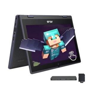 학생용 ASUS 11.6인치 HD 터치스크린 2-in-1 노트북, 인텔 셀러론 N100, UHD 그래픽, 4GB RAM, 288GB 스토리지(128GB SSD+160GB 도킹 스테이션 세트), 웹캠, Wi-Fi 6, Windows 11 Pro, 미네랄 그레이
