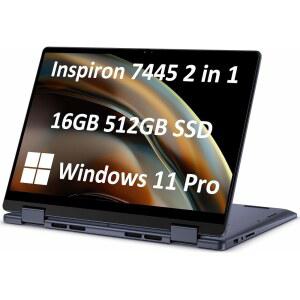 Dell Inspiron 14 7445 7440 2-in-1 노트북, 14인치 FHD+ 터치스크린, AMD Ryzen 5 8640HS, 16GB DDR5 RAM, 512GB SSD, 크리에이터, 디자이너 및 학생용 AI 코파일럿, 백라이트 키보드, 윈도우 11 프로