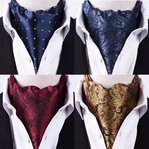 남성 애스콧타이 비즈니스 실크 정장 스카프 w0137블루