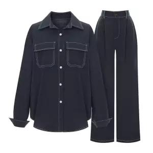 [샐리] 스티치데님셔츠밴딩팬츠세트_I6A-CSE004