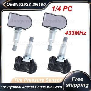 1/4PCS 타이어 압력 센서 TPMS 52933-3N100 현대 호환 악센트 Equus I30 ix20 Kia 호환 Rio Ceed 433M 호환