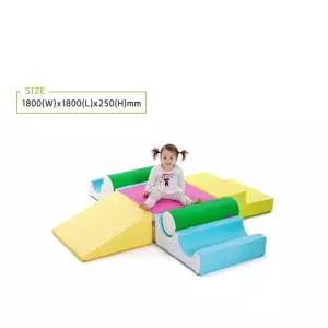 유아 실내놀이터 놀이매트 방염원단 4방향 경사로 계단 블록매트 세트 늘봄학교 교육관