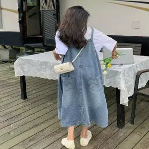 멜빵 스커트 데님 여성 캐주얼 데일리 청치마