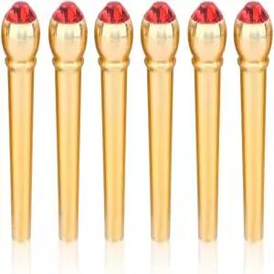 글로모라 6Pcs 브릿지 핀 구리 소재 포크 어쿠스틱 기타 페그 네일과 컬러풀한 크리스탈 유리 도트