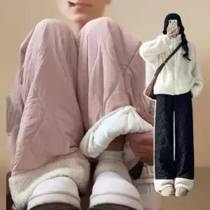 여성용 따뜻한 기모 와이드 겨울 팬츠