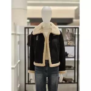 [시슬리](하남점)여성 버클 하이넥 스웨이드 무스탕 블랙 SALE80561-BK