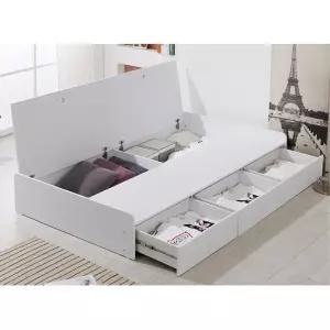 기숙사 1인 침대프레임 SS 1단 3칸서랍장 무헤드침대 짐 원룸 아이방 혼자 밑에