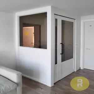 29번 ㄱ자중문 파티션 비대칭양개스윙 화이트 브론즈강화유리