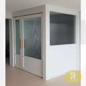 35번 ㄱ자중문 파티션 비대칭양개스윙 화이트 모루세로강화유리