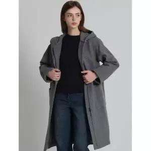 [오조크(OZOC)] 울 혼방 체크 후드 코트 1038759