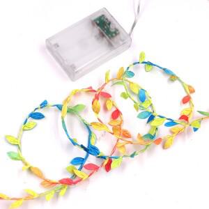 잎화환 패어리 스트링 라이트 2M 10M 꼬기 구리 배터리 작동 Led 결혼식 휴일 파티 장식