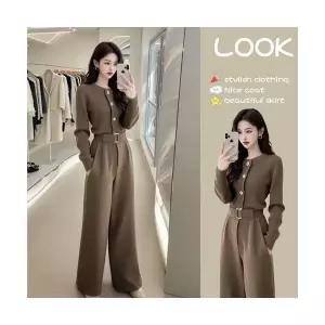 겨울 여자정장세트 가을 부잣집 천금감 샤오샹 니트 코트 바지 투피스 ible4