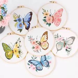 나비 자수 키트 스타터 패키지 초보 프랑스 자수 키트 태교 핸드메이드 그림자 홈데코