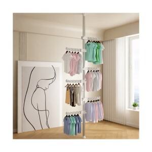 deer 스테인리스 일자식 옷걸이 스탠드 행거 접이식 6날개 1단행거