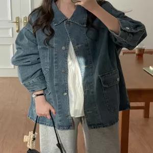 하프문 포켓 데님자켓 86216 빅사이즈 여성의류