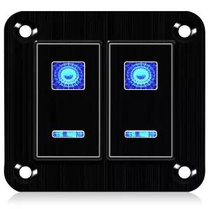 로커 스위치 패널 - 2단 알루미늄 토글 12V/24V 5핀 온오프 블루 LED 자동차 보트 트럭 모터사이클 Jeep RV