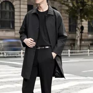 NFY015 빅 사이즈 봄가을 루즈핏 하프 싱글 트렌치 맥코트