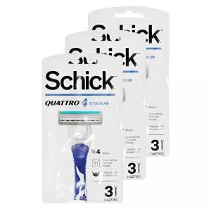 엘지 쉬크 휴대용 면도기 퀘트로4 티타늄 3입 3개 일회용면도기