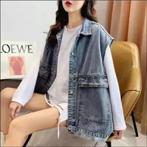 여자베스트 데님베스트 여성조끼 워싱데님 아우터 간절기 레이어드