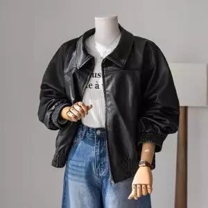 (안나앤플러스) A. 세란 카라 레더 블루종[자켓D1119R01] 빅사이즈