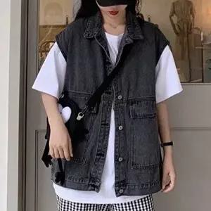 여성여름베스트 사계절 루즈핏 청조끼 데님 베스트 티셔츠 레이어드